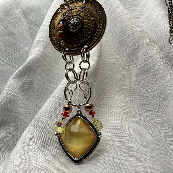 OOAK Assemblage Art Gold & Silver Medallion Pedant Necklace Handmade Steampunk - Picture 13 of 16